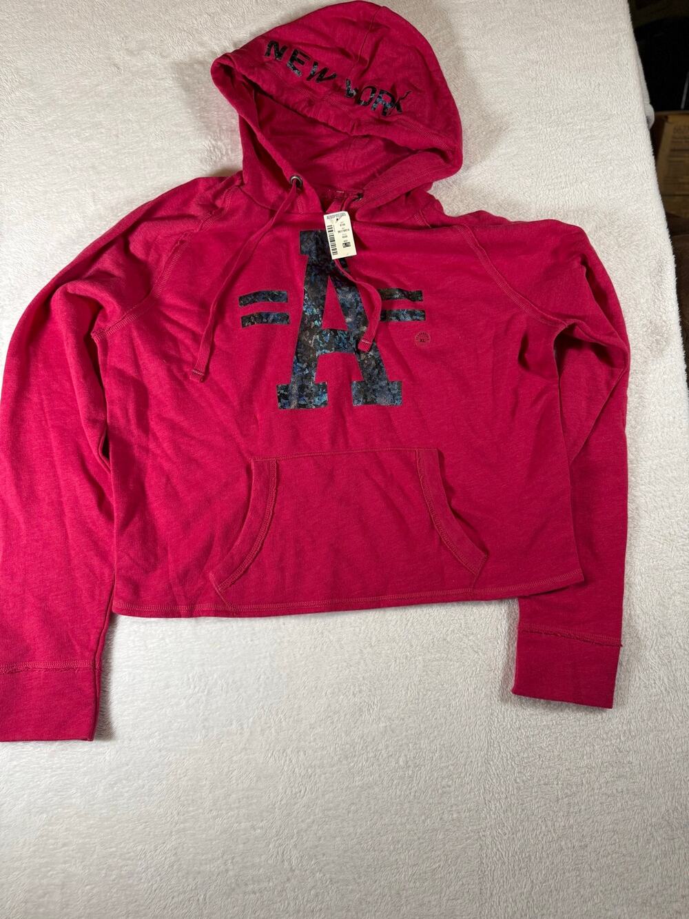 Aeropostale New York Cropped Hoodie Women’s XL Hot Pink Logo NWT